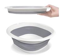 3.5L Collapsible Washing Up Bowl Folding Hand Wash Basin Plastic Washing Up Bowl Retractable Water Storage Basin Portable Food Storage Camping Bowls Multipurpose Outdoor Travel Basins (Grey, S)