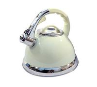 3.5L Cream Stainless Steel Lightweight Whistling Kettle Camping Fishing Cordless