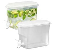 3.5L Drink Dispenser with Tap, 2Pcs Fridge Water Dispenser with Upgraded Leak-Proof Tap, Plastic Drink Dispenser for Cold Beverage, Juice and Iced Tea, for Party and Dai
