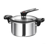 3.5L Pressure Cooker Non-Stick Cooking Pot for Stewing Steaming Slow Cooking Open Flame Ready Kitchen Appliance Silvery Black