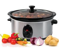 3.5L Slow Cooker - Stainless Steel Food Heater With 3 Heat Settings + Removable Inner Ceramic Bowl - Stew & Stir Steam Grill 200W