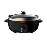 GEEPAS Slow Cooker 3.5L | 3 Heat Settings Auto Mode Removable Easy-Clean Non-stick Pot | Tempered Glass Lid & Cool Touch Handles Matte Finish 163W