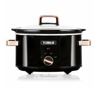 3.5L Slow Cooker - Tower T16018RG 210W 3 Heat Settings Black/Rose Gold