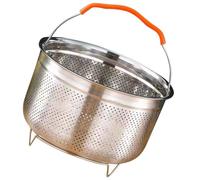 3.5L Stainless Steel Steaming Basket for Rice Cooker Pot Seafood | Silicone Details, round Holes, Fast Draining, Heat-Efficient Steaming, for Cereal, Home Kitchens and Restaurant Cooks