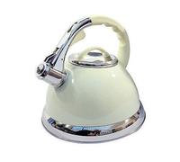 3.5L Stainless Steel Whistling Kettle with Silicone Handle (Beige)