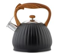 3.5L Stainless Steel Whistling Water Kettle for Kitchen Stovetop Use | Black Pumpkin Stripe Design, Easy Pouring, Safe Reliable Handling, Suits Coffee, Tea, Mulled Wine or Hot Cocoa