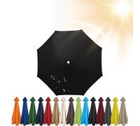 3.5m/3.0m/2.8m/2.7m/2.5m/2.3m/2m Umbrella Replacement Parasol Canopy, 6/8 Ribs Sun Umbrella Replacement Cloth For Patio/Beach/Backyard Parasol Fabric Canopy Cover (Black,6ribs-200cm)