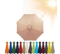 3.5m/3.0m/2.8m/2.7m/2.5m/2.3m/2m Umbrella Replacement Parasol Canopy, 6/8 Ribs Sun Umbrella Replacement Cloth For Patio/Beach/Backyard Parasol Fabric Canopy Cover (Champagne,8ribs-250cm)