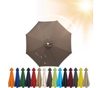 3.5m/3.0m/2.8m/2.7m/2.5m/2.3m/2m Umbrella Replacement Parasol Canopy, 6/8 Ribs Sun Umbrella Replacement Cloth For Patio/Beach/Backyard Parasol Fabric Canopy Cover (Dark Taupe,6ribs-280cm)