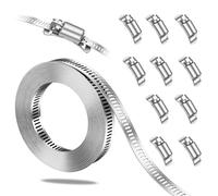 3.5m DIY Jubilee Clips Kit - 304 Stainless Steel Hose Clamp Roll with 10 Fasteners, Adjustable Worm Gear Pipe Clamp Strip, Cut-to-Length Metal Band for Pipe, Tube, Fuel Line, Garden Hose Fixing