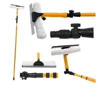 3.5M Extendable Telescopic Window Cleaning Kit Heavy Duty Glass Cleaner with Soft Rubber Squeegee 180° Adjustable Pole for Conservatories & High Windows Perfect for Home Office & Commercial Use