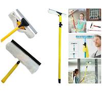 3.5M Extendable Telescopic Window Dust Glass Cleaner Equipment Rotating Head Kit Shower Squeegee Pole Brush Indoor & Outdoor Use