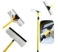 3.5M Extendable Window Cleaning Kit - Telescopic Aluminum Pole with Squeegee & Microfiber Scrubber, Streak-Free Glass Cleaner for High Windows, Skylights, Shower Screens & Car Windshields