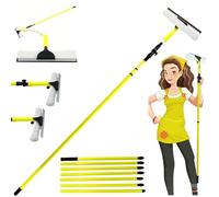 3.5M EXTENDING TELESCOPIC WINDOW SQUEEGE CLEANER EQUIPMENT KIT, SOFT HEAD CLEANING METAL POLE GLASS CLEANING RUBBER MOP ALUMINIUM FOR HIGH WINDOW
