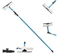 3.5m Telescopic Window Cleaner Kit Extendable Glass Cleaning Equipment Squeegee Conservatory Removable Head Soft Rubber Mop Aluminium Metal Pole