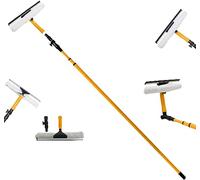 3.5m Telescopic Window Cleaner & Squeegee Kit Soft Rubber Window Mop Conservatory Extendable Aluminium Metal Pole, Bendable Brush
