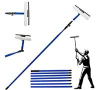 3.5M TELESCOPIC WINDOW CLEANING KIT LONG GLASS CLEANER EQUIPMENT LONG ALUMINIUM METAL CONSERVATORY POLE SOFT RUBBER MOP FOR INDOOR/OUTDOOR WINDOWS