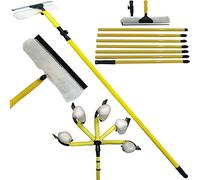3.5M Telescopic Window Glass Cleaner Cleaning Equipment Kit Aluminium Metal Pole Extendable Conservatory Brush Wipe Removable Squeegee Soft Rubber Mop