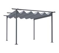 Outsunny 3.5m Sliding Pergola Canopy Metal Pergola Retractable Canopy Outdoor Garden Sun Shade Shelter Marquee Party BBQ Grey Aosom UK