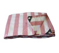 3.5M x 5.5M RED STRIPED WATERPROOF TARPAULIN SHEET TARP COVER WITH EYELETS
