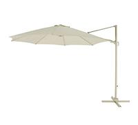 3.5M XL Hanging Cantilever Parasol Set with a Cover in Sand/Beige - Includes Adjustable Height, Crank Handle, Tilt Function & UV Protection, 350cm / 12ft (Large Wide Base Frame, Outdoor Garden Shade)