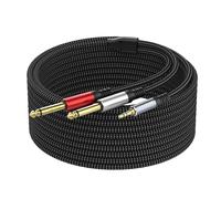 3.5mm 1/8 Stereo to Dual 1/4 TS Mono Y Splitter Audio Cable Adapter Compatible with iPhone, PC, Computer Sound Card, Mixer, Multimedia Speaker, Home Stereo System - 3FT