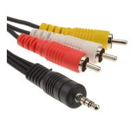 3.5mm 4 Pole Jack Plug to 3 x RCA Phono Composite & Audio Cable 2m