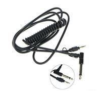 3.5mm Audio Aux Cable for Beats PRO DETOX Headphones, Coiled Extension Cord with 6.5mm Adapter, L-Shaped Connector, Stretchable up to 1.5m, Black/Red(Black)