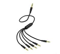3.5mm Audio Distribution Cable with 1 Input and 6 Outputs for Connecting Multiple Headphones to One Audio Source Device (1 to 5)