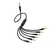3.5mm Audio Distribution Cable with 1 Input and 6 Outputs for Connecting Multiple Headphones to One Audio Source Device (1 to 6)
