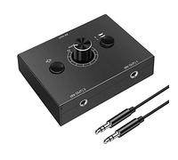 3.5mm Audio Switcher - 2 Input 1 Output / 1 Input 2 Output Audio Splitter, One-Key Mute Button, No External Power Required