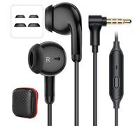 3.5mm Aux Jack Wired Earbuds with Mic & in-Line Volume Control Headphones, Crystal Clear Audio Corded Noise Isolating in-Ear Buds for iPhone Samsung Computer Kids School Students Laptop PC Chromebook