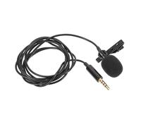3.5mm Lavalier Microphone with Long Cable for Voice Capture | Black Omnidirectional Design, Aps Sponge Parts, Clip Style, for Zoom Calls, Offices, Teachers, Streamers