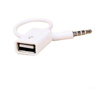 3.5mm Male Audio AUX to USB 2.0 Female Converter Adapter Cable for Car Navigation Systems and In-Car Audio Devices - ABS Housing, PVC Ca(WHITE)