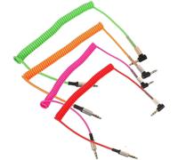 3.5mm Male to Male Audio Cable, 4-Pack, Right Angled Auxiliary Cable, Stereo Coiled Audio Cable, Random Color