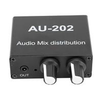 3.5mm Mixer, 2 in 2 Out Interface with Low Noise Independent Volume Control, Small Sound Mixer for DVD, CD, Musical Instruments, Game Consoles, Headsets