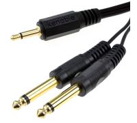 3.5mm MONO Jack Plug to TWIN 6.35mm MONO Jack Plugs Cable 1m