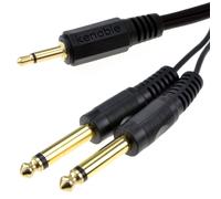 3.5mm MONO Jack Plug to TWIN 6.35mm MONO Jack Plugs Cable 2m