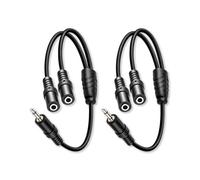 3.5mm Mono Y-Splitter Cable 30cm, 1 Male to 2 Female TS Audio Adapter