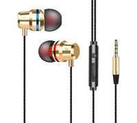 3.5mm Noise Canceling Headphone Wired Headphones Bass Hifi Wired Earphone Earbuds Stereo Mic Earphone with Wire,Earphones Noodles Headsets Sport Earbuds In-line Control For Phones(Gold)