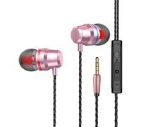 3.5mm Noise Canceling Headphone Wired Headphones Bass Hifi Wired Earphone Earbuds Stereo Mic Earphone with Wire,Earphones Noodles Headsets Sport Earbuds In-line Control For Phones(Rose)