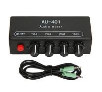 3.5MM Stereo Amplifier, 4 in 1 Out Audio Mixer, 4 Channel Audio Mixer for Headphone Stereo Amplifier PC Laptop (Black)