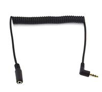 3.5mm Stereo Audio Cable, Haokiang 90 Degree Coiled Spring 3.5mm(1/8") 3Pole Male to Female 1 to 6Ft Audio Aux Extension Cable for Home/Car Stereo,Phone,Headset and More (TRS M/F)