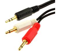 kenable 3.5mm Stereo Aux Jack to Twin Mono 3.5mm Jack Plugs OFC Audio Cable Gold 2m [2 metres]