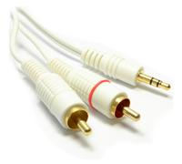 kenable 3.5mm Stereo Jack Plug to Twin Phono Plugs Cable White 2m