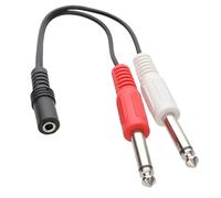 kenable 3.5mm Stereo Jack Socket to Twin 6.35mm Mono Jack Plugs Adapter Cable