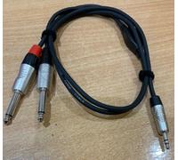 3.5mm Stereo Jack to 2x 1/4" Mono Jack Audio Cable 1m | Y-Splitter Design, NRA-031-0170-010, Dual Mono Output, Colour-Coded Connectors, Studio & Stage Use