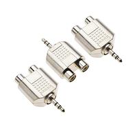 3.5mm Stereo Male To 2 RCA Female Adaptor 3 Pack for Laptop, Computer, Smartphone Connector to Amplifier, Amp, HI-FI System, AUX-IN TRS Headphones Jack Plug to 2X RCA Phono Gold-Plated Adapter
