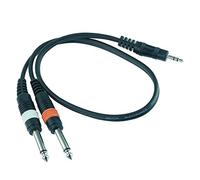 3.5mm Stereo Plug to Twin 2 x 6.35mm 1/4" Mono Jack Plug Splitter Y Cable Lead (0.5M Length)