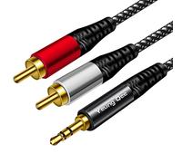3.5mm to 2 RCA Audio Cable 20 ft,Yeung Qee Nylon Braided 3.5mm Male to 2RCA Male Stereo Audio Y Adapter cable AUX RCA Splitter Cord Compatible with Smartphones, MP3, Tablets, Speakers, HDTV (20FT/6M)